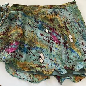 Zara Women’s Wrap Skirt Beaded Embellish Chiffon Tie Dye Small NWT new